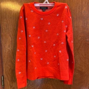 Banana Republic Horseshoe Print Sweater, Red, size Medium